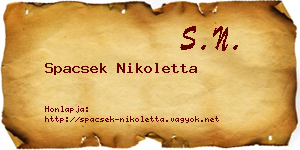 Spacsek Nikoletta névjegykártya